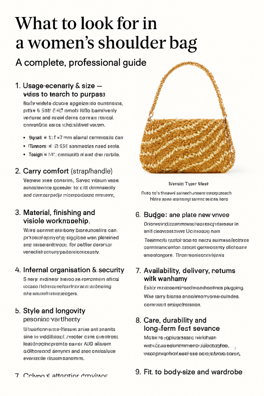 What to look for in a women’s shoulder bag — a complete, professional guide (for Atelier Emine)