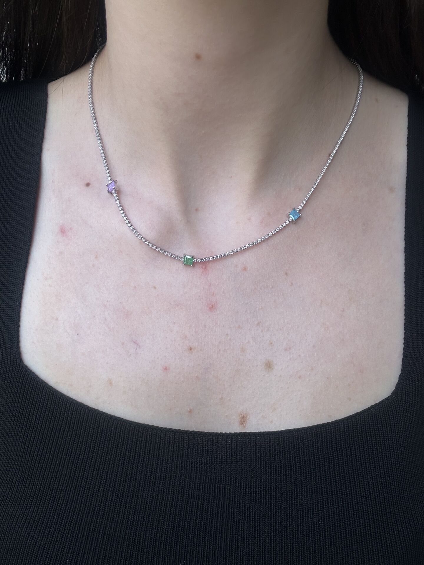 Üç Doğal Taş Detaylı Su Yolu Kolye