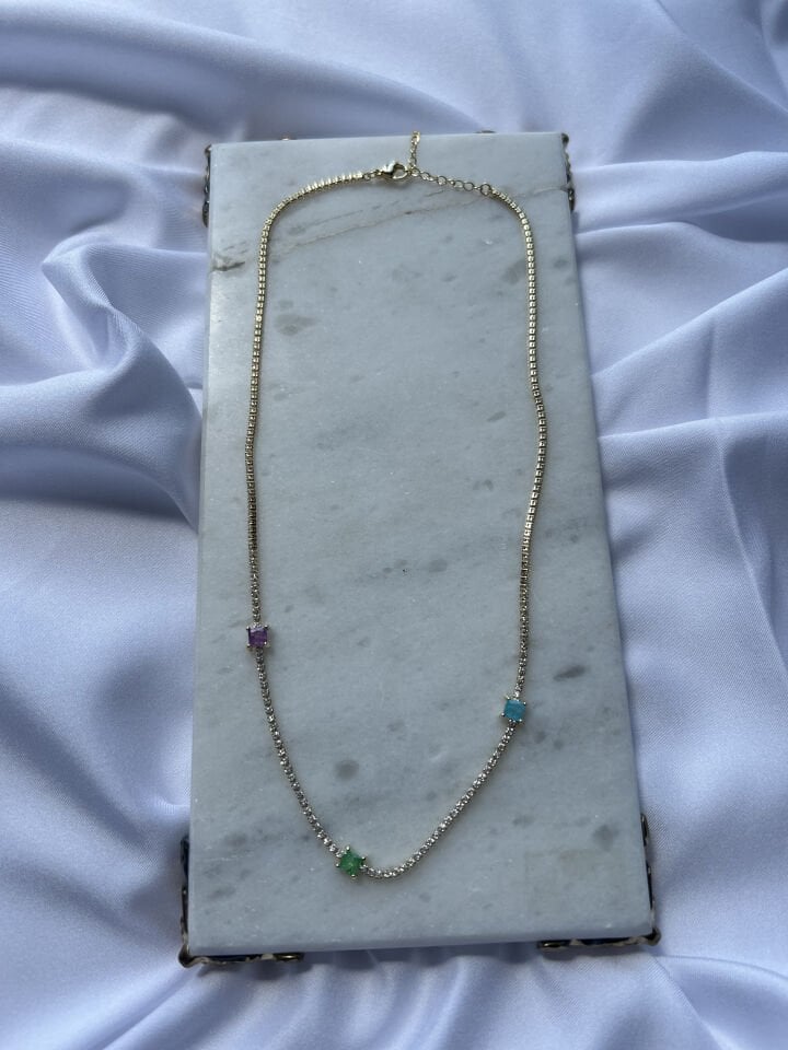 Colorful Baguette Detailed Waterway Necklace
