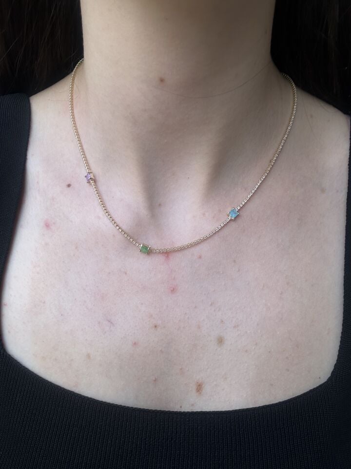 Colorful Baguette Detailed Waterway Necklace