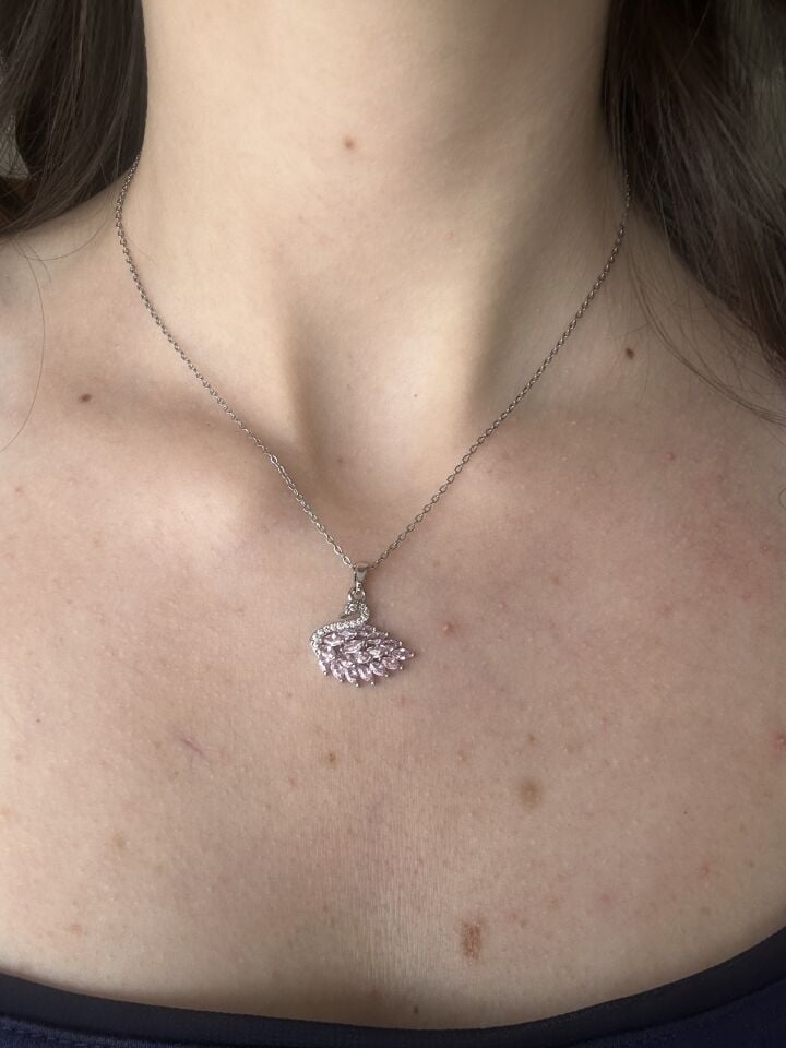 Pink Zircon Swan Necklace