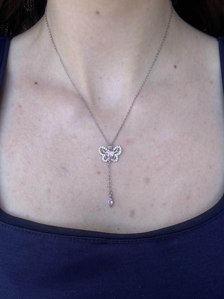Pink Butterfly Necklace