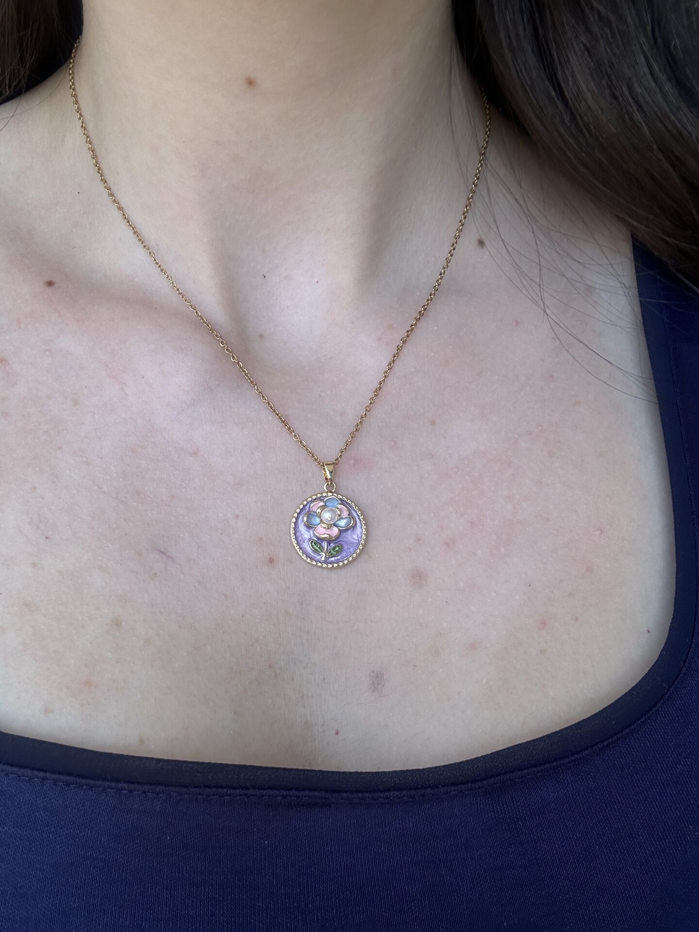 Mor Çiçek Pinterest Kolye