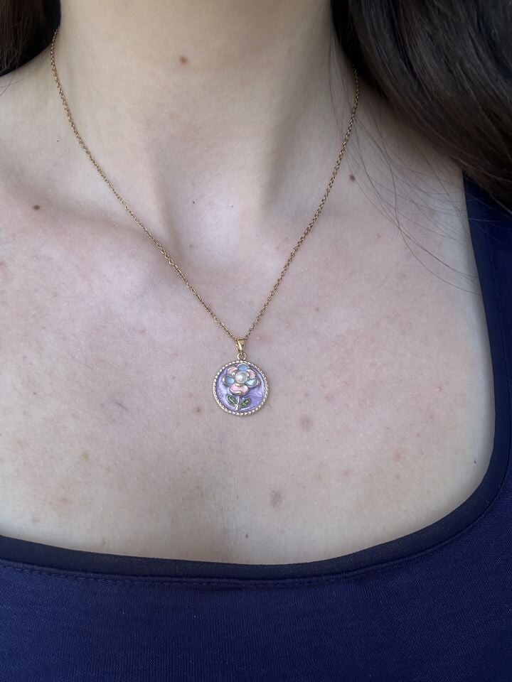 Purple Flower Pinterest Necklace