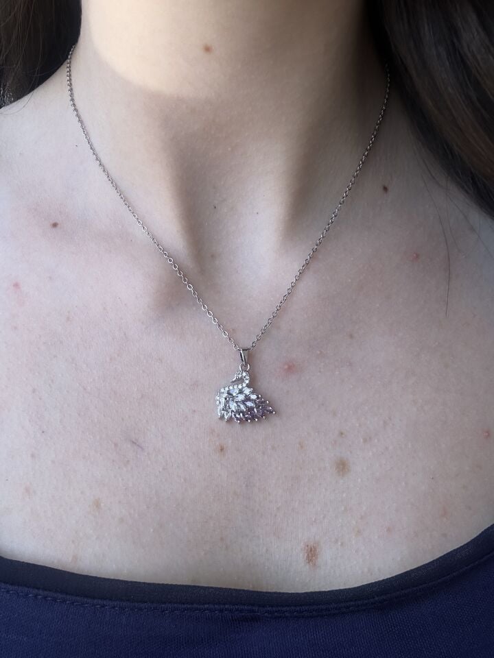 Lilac Tail Swan Necklace