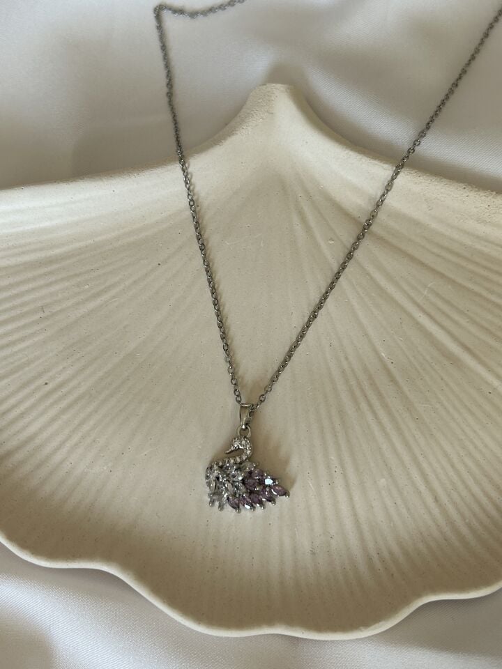 Lilac Tail Swan Necklace