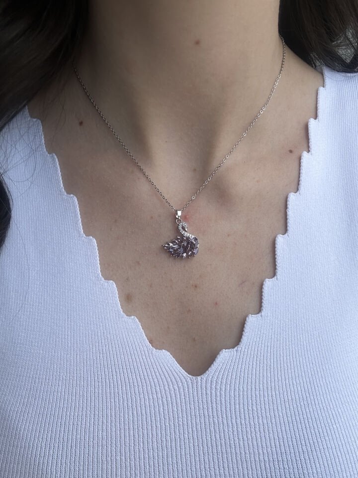 Purple Zircon Swan Necklace