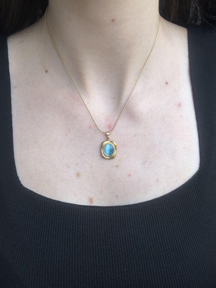 Gold Necklace with Turquoise Stone Detail