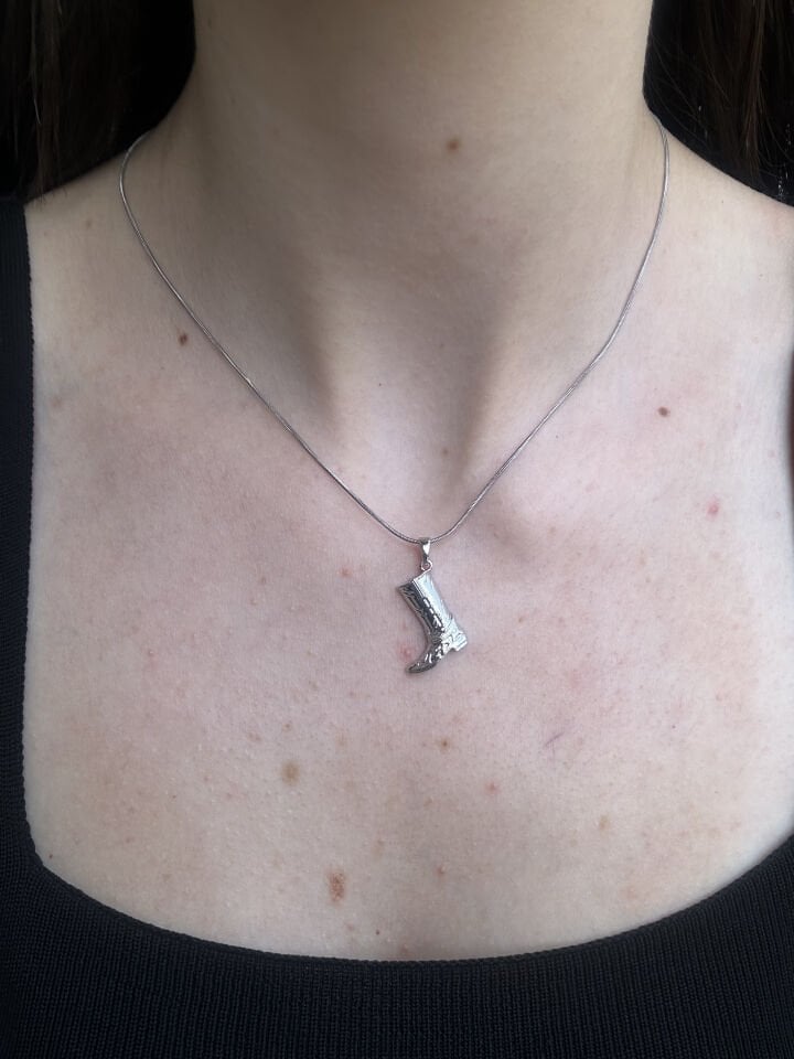 Silver Cowboy Boot Necklace
