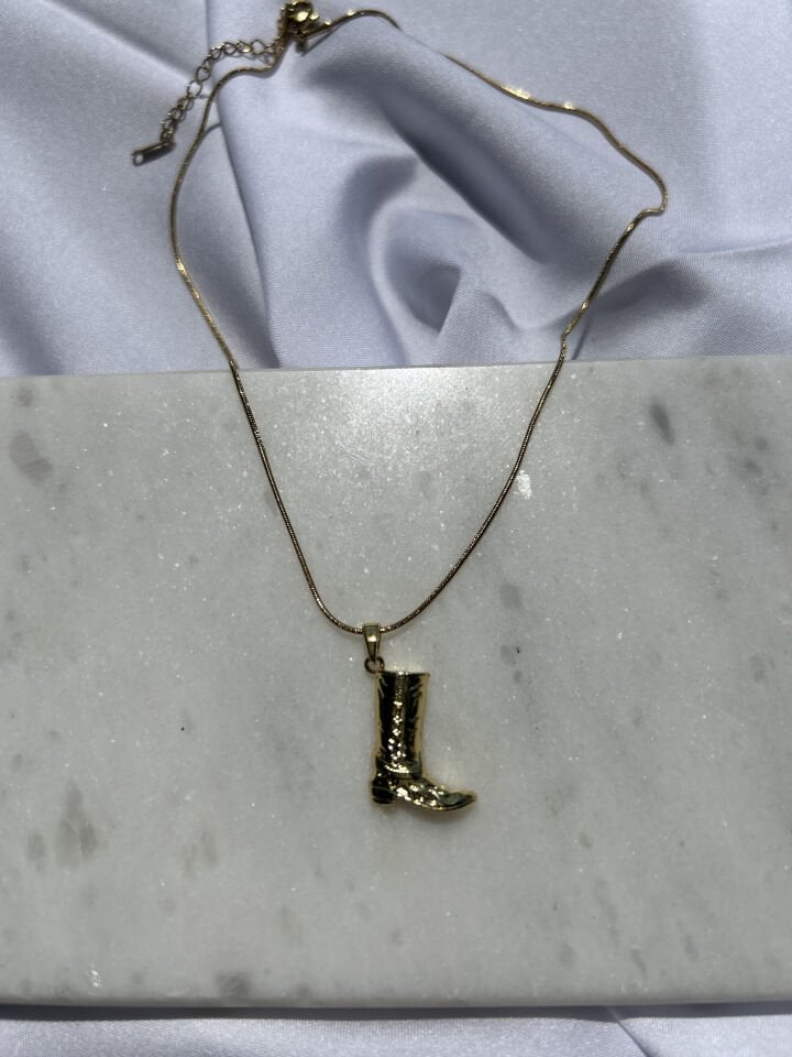 Gold Cowboy Boot Necklace