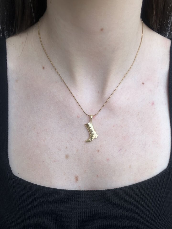 Gold Cowboy Boot Necklace