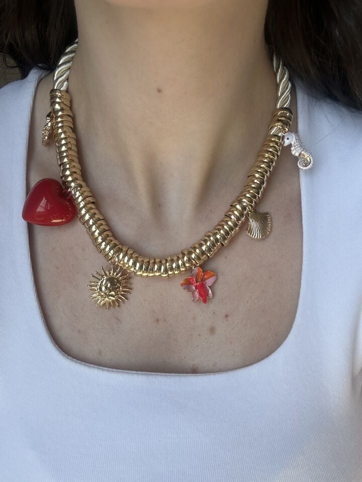 Rope Detailed Charm Necklace