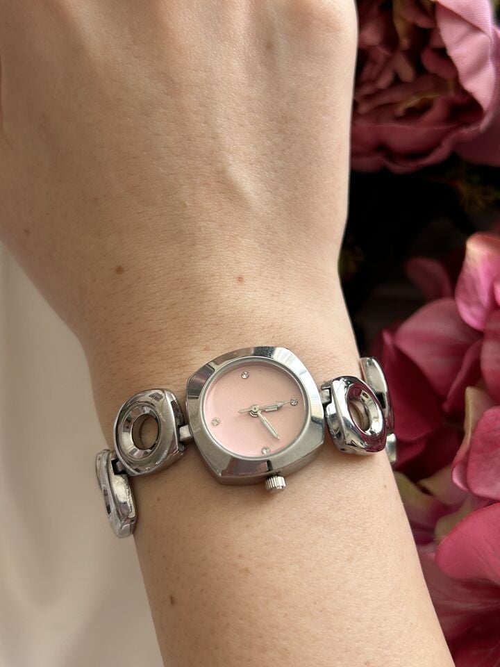 Pembe Cam Tasarım Kol Saati