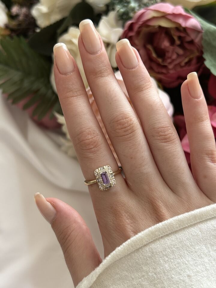 Mor Baget Taş Yüzük