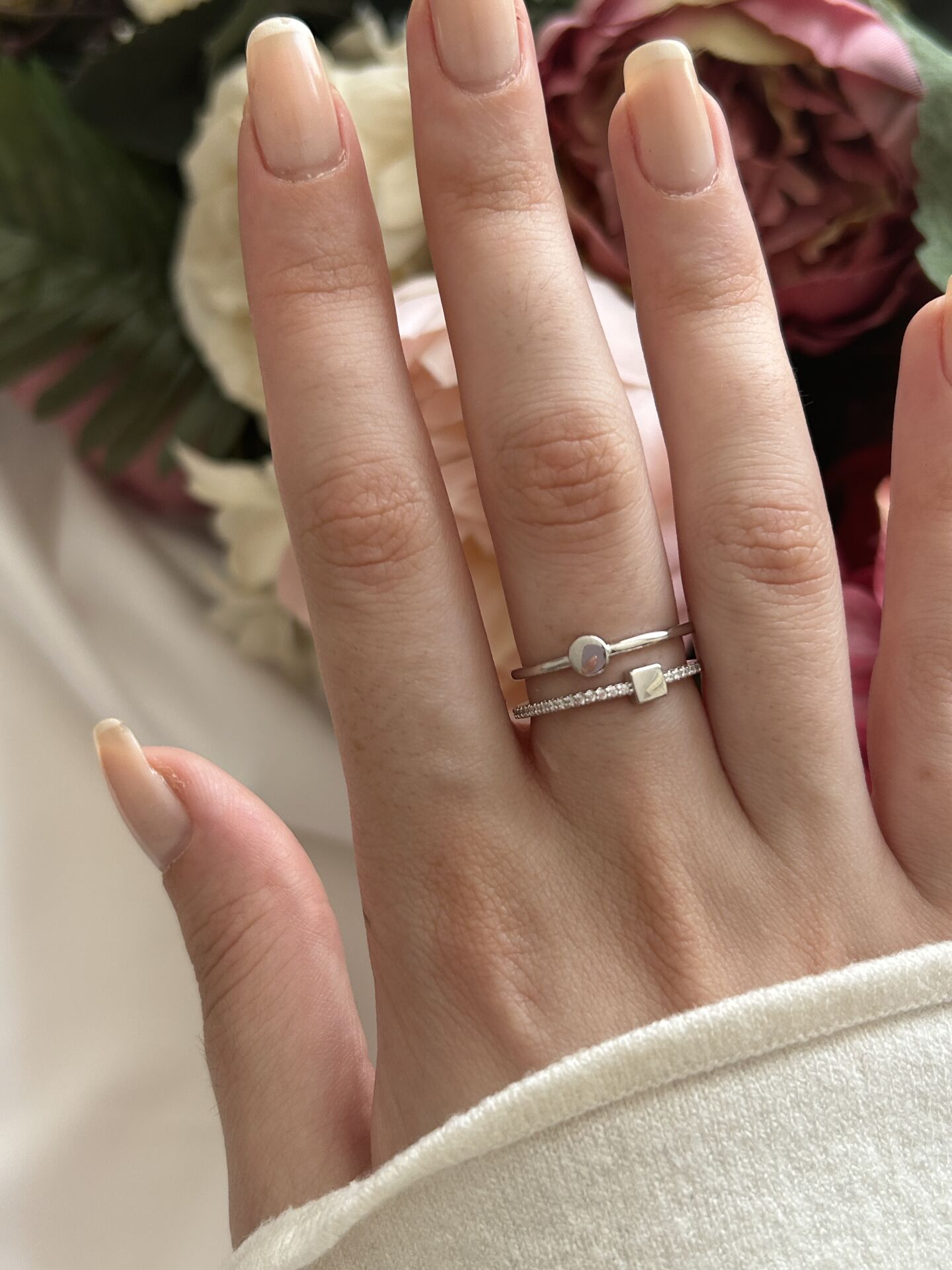 Çift Sıra Geometrik Desen Yüzük