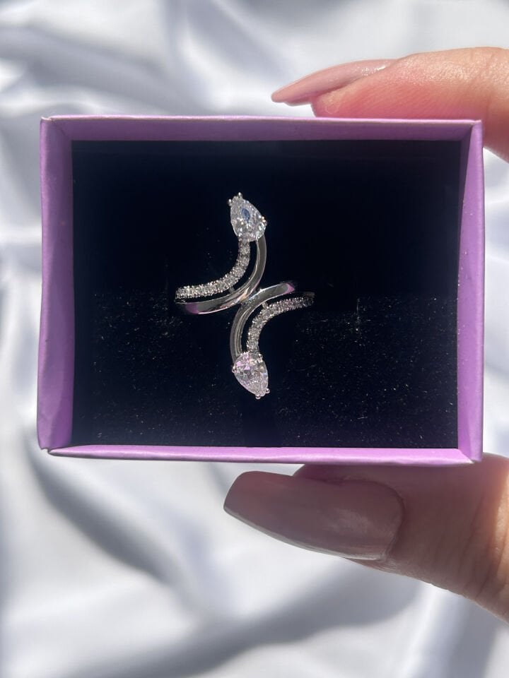 Double Motif Silver Ring