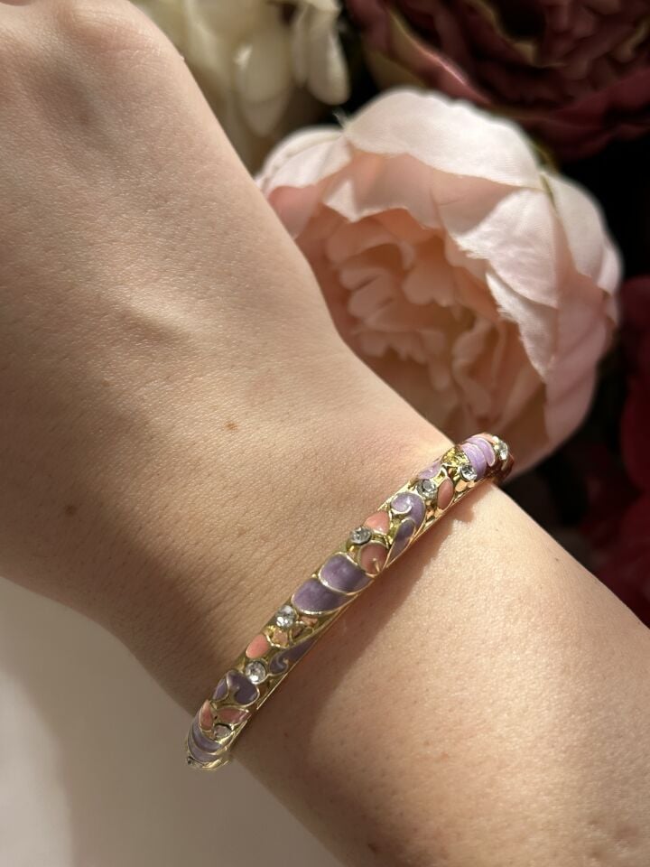 Lilac Enamel Cuff Bracelet