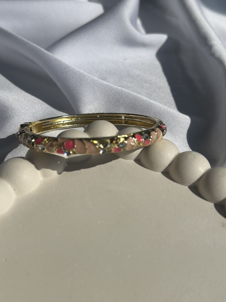 Pomegranate Flower Enamel Cuff Bracelet