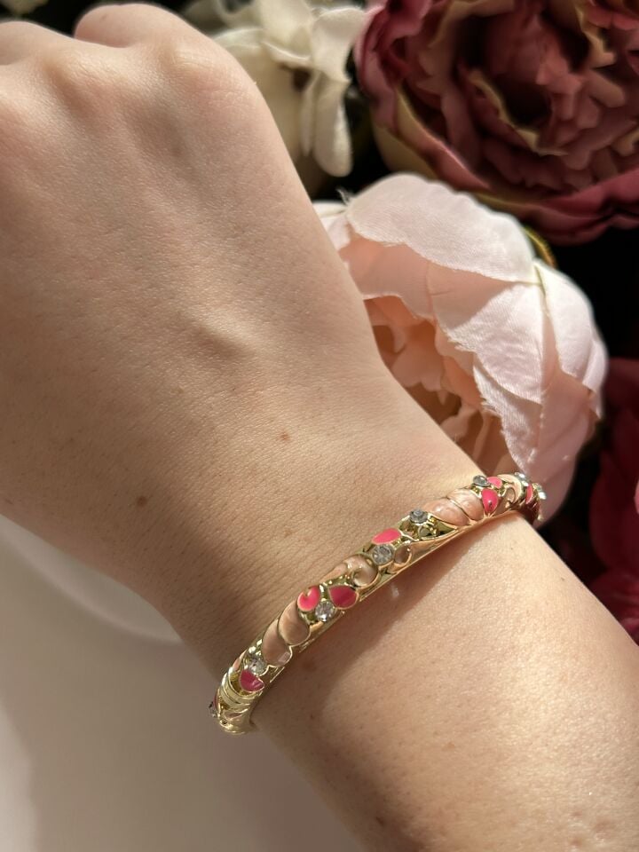 Pomegranate Flower Enamel Cuff Bracelet