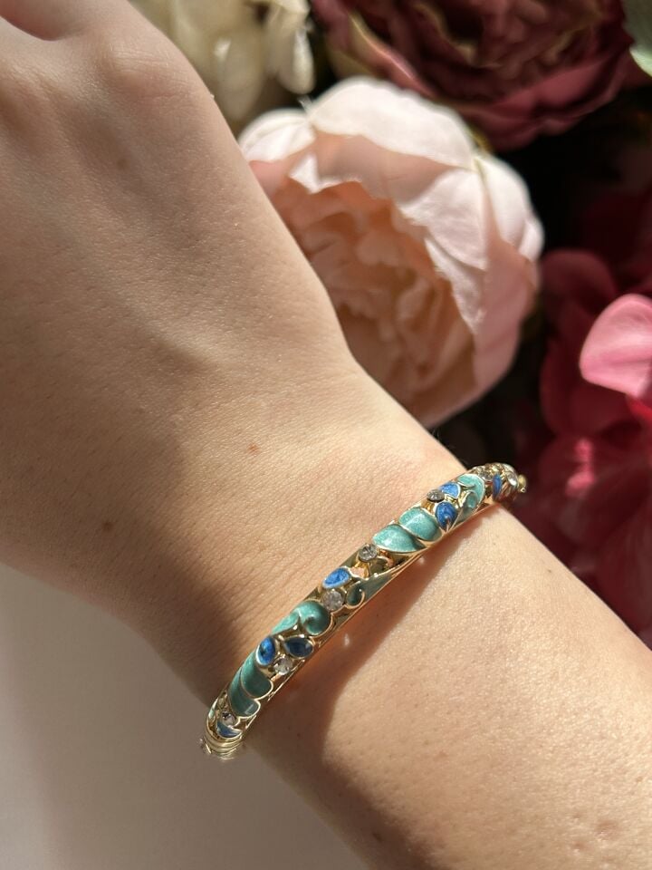 Blue Enamel Cuff Bracelet
