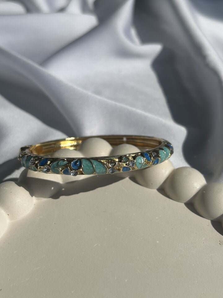 Blue Enamel Cuff Bracelet