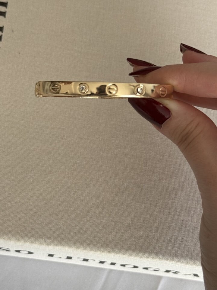 Gold Taşlı Kelepçe Bileklik