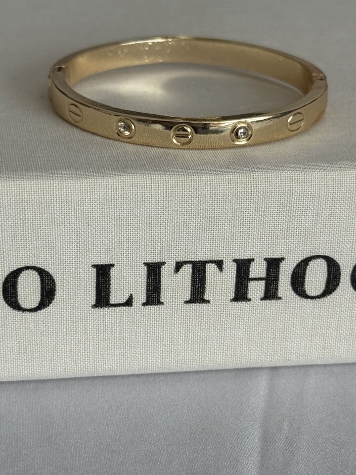 Gold Stone Cuff Bracelet