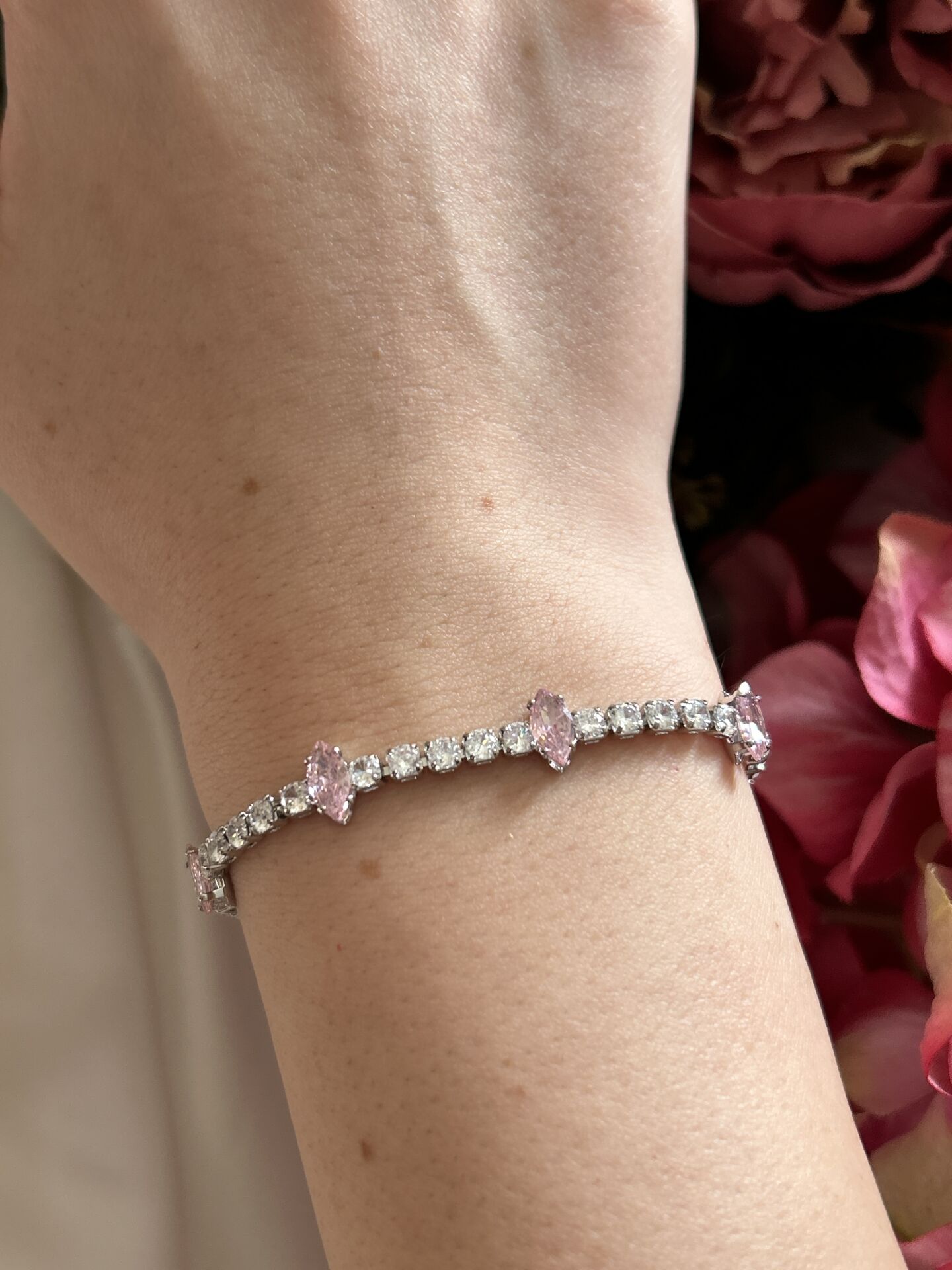 Pembe Zirkon Taş Bileklik