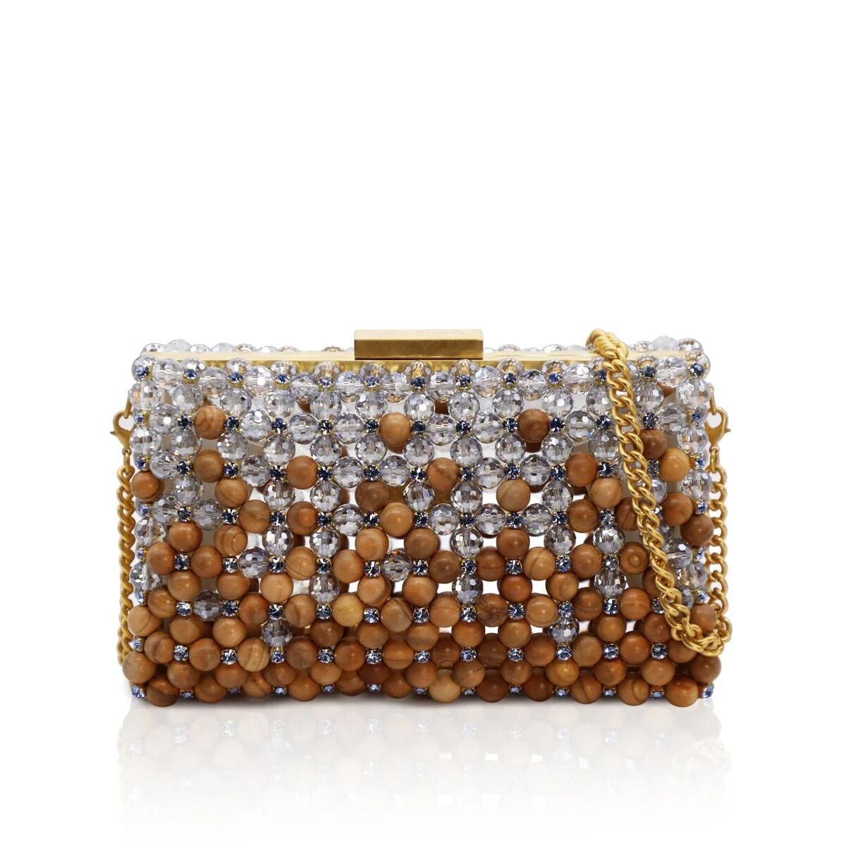 Aurelia Caramelis — Bois Noble Couture ahşap ve kristal çanta