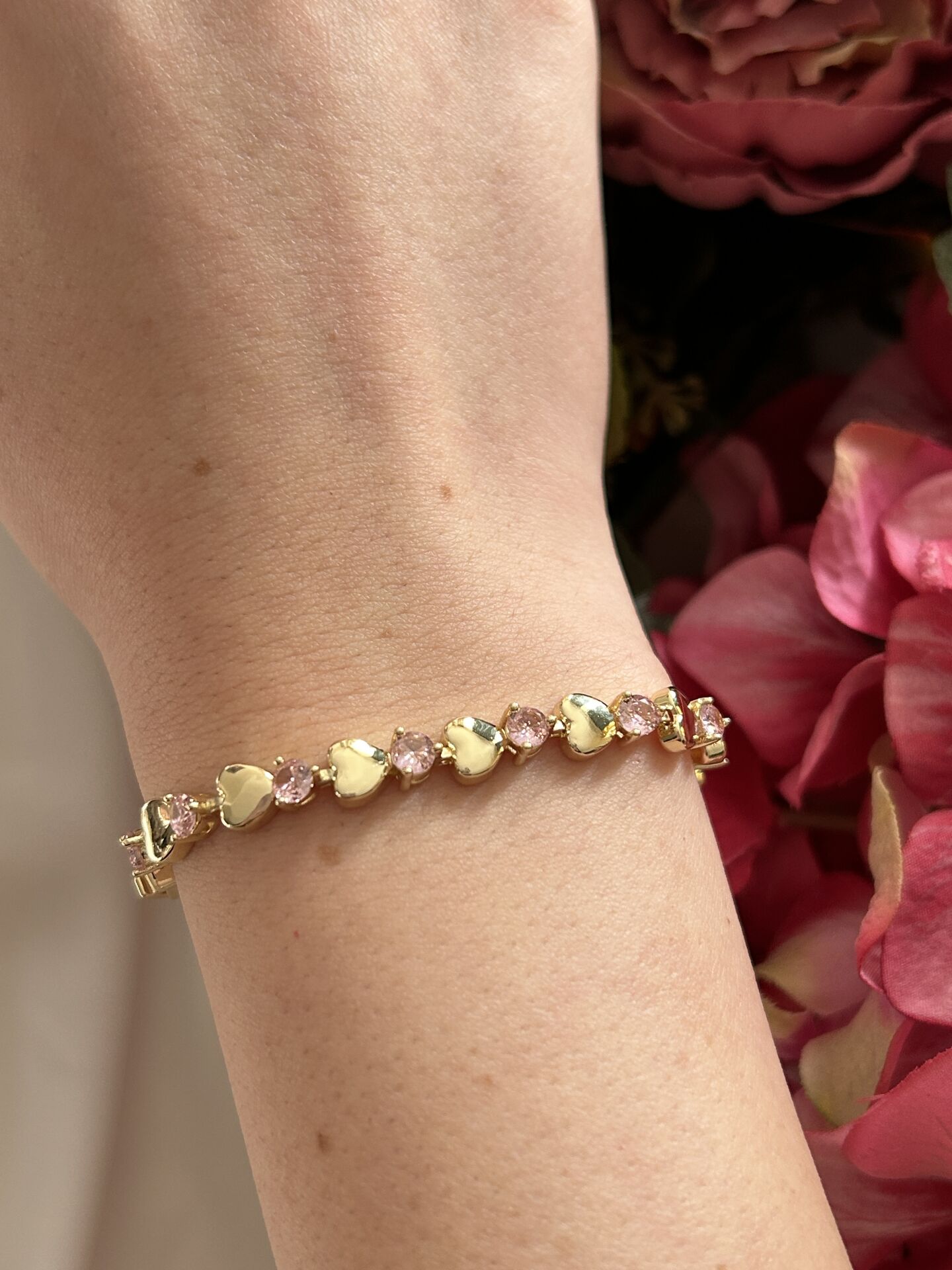 Pembe Zirkon Detaylı Bileklik