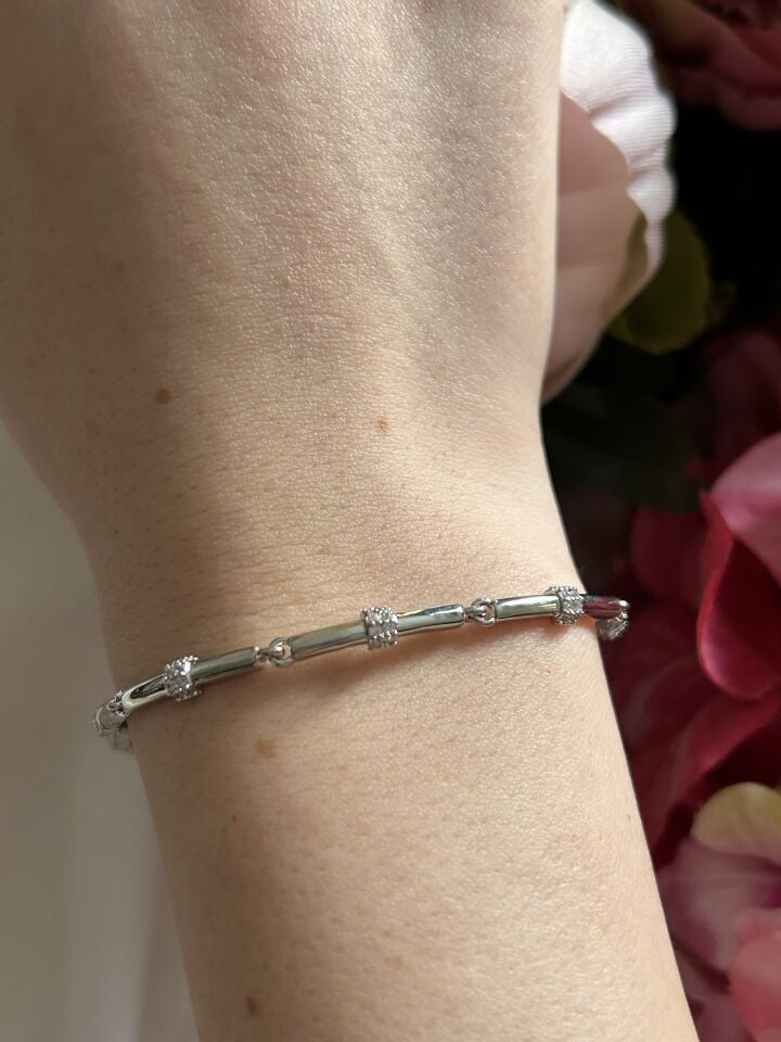 Taş Detay Sİlver Bakla Bileklik