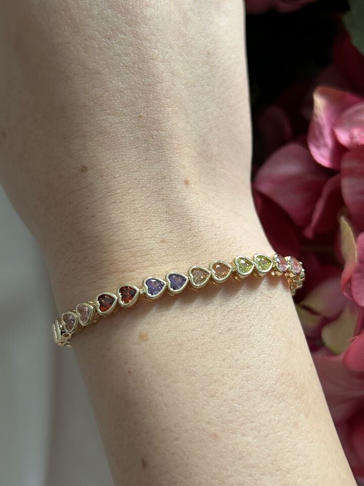 Çiftli Renk Kalp Dizisi Bileklik