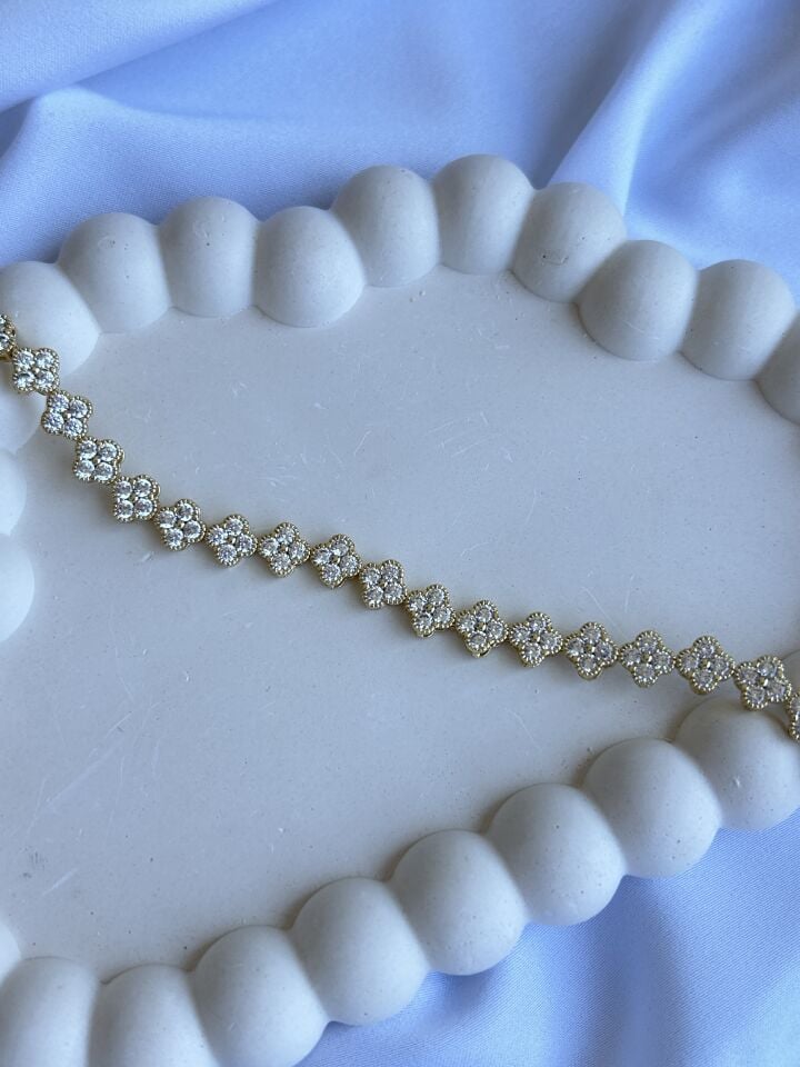 Zirkon Yonca Tam Tur Bileklik