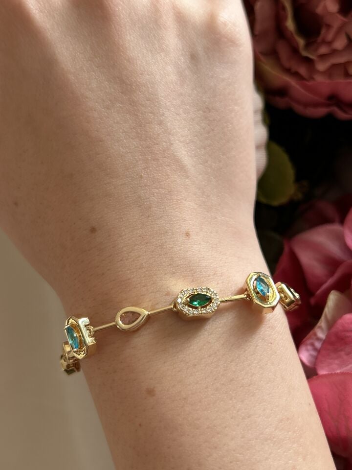 Dark Blue Stone Detail Eye Bracelet