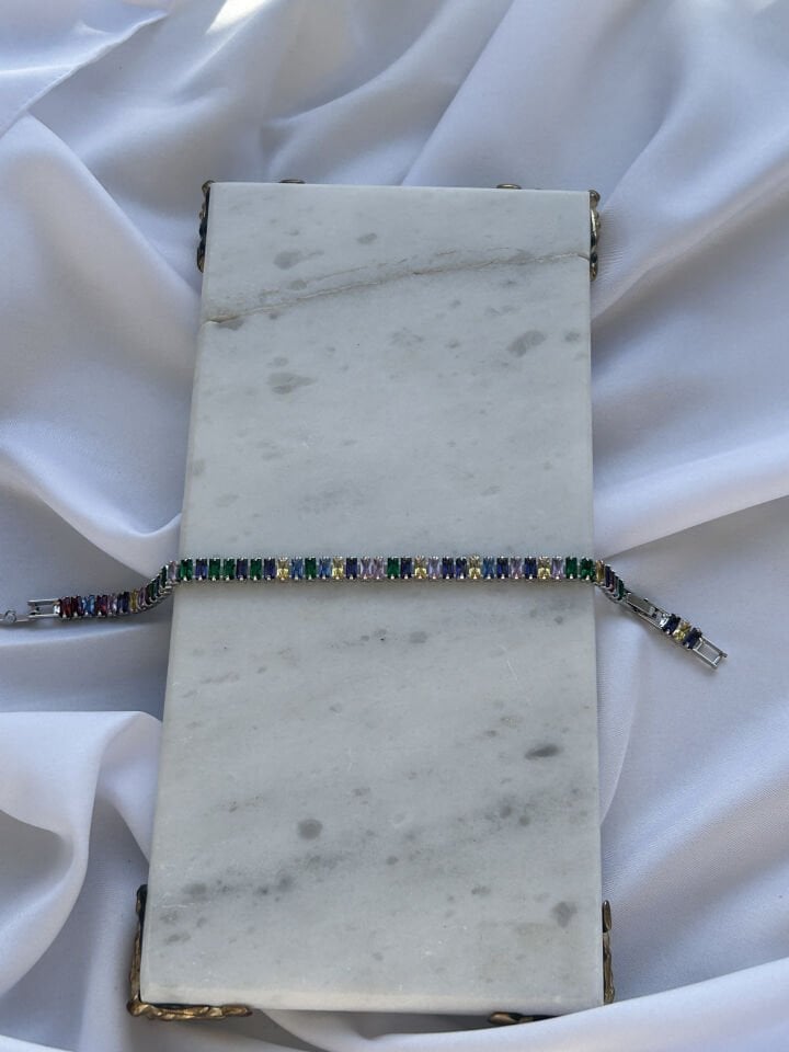 Colorful Waterway Silver Bracelet