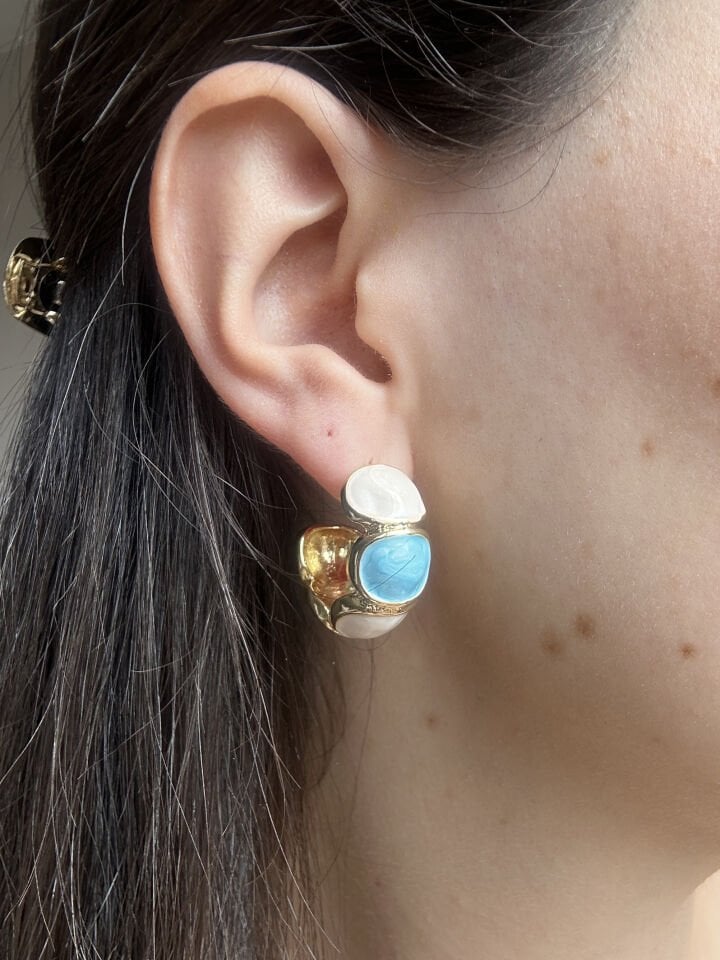 Natural Stone Hoop Earrings