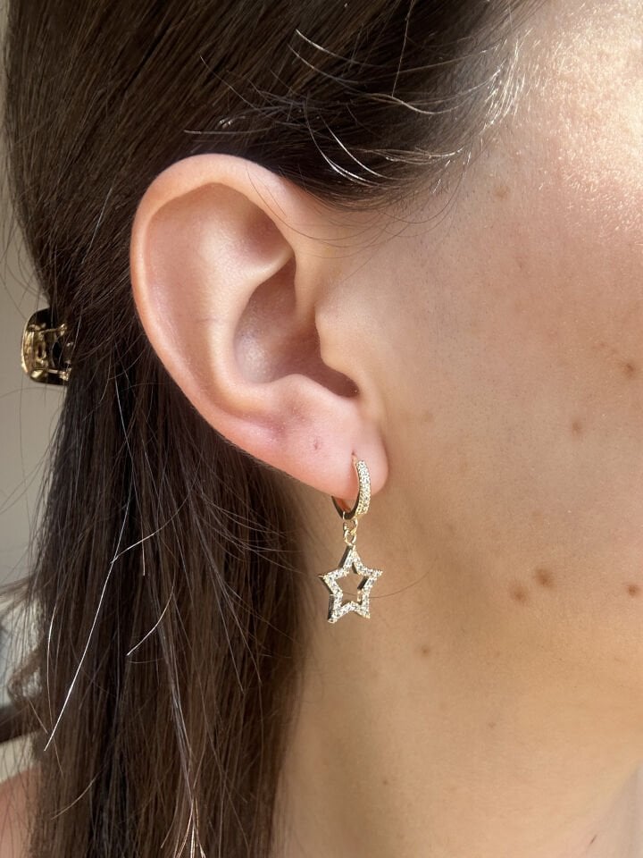 Gold Earrings with Star Charms