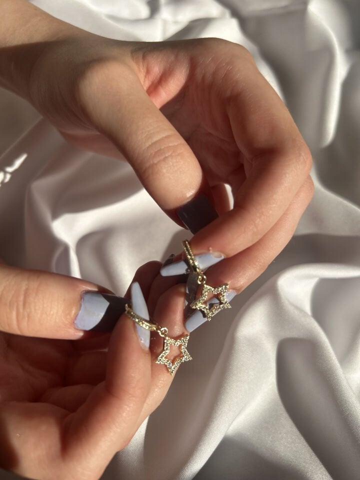 Gold Earrings with Star Charms