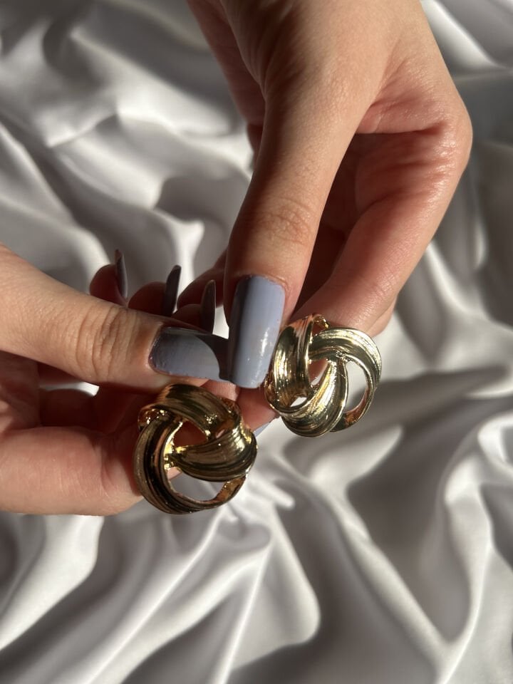 Geometric Design Gold Earrings