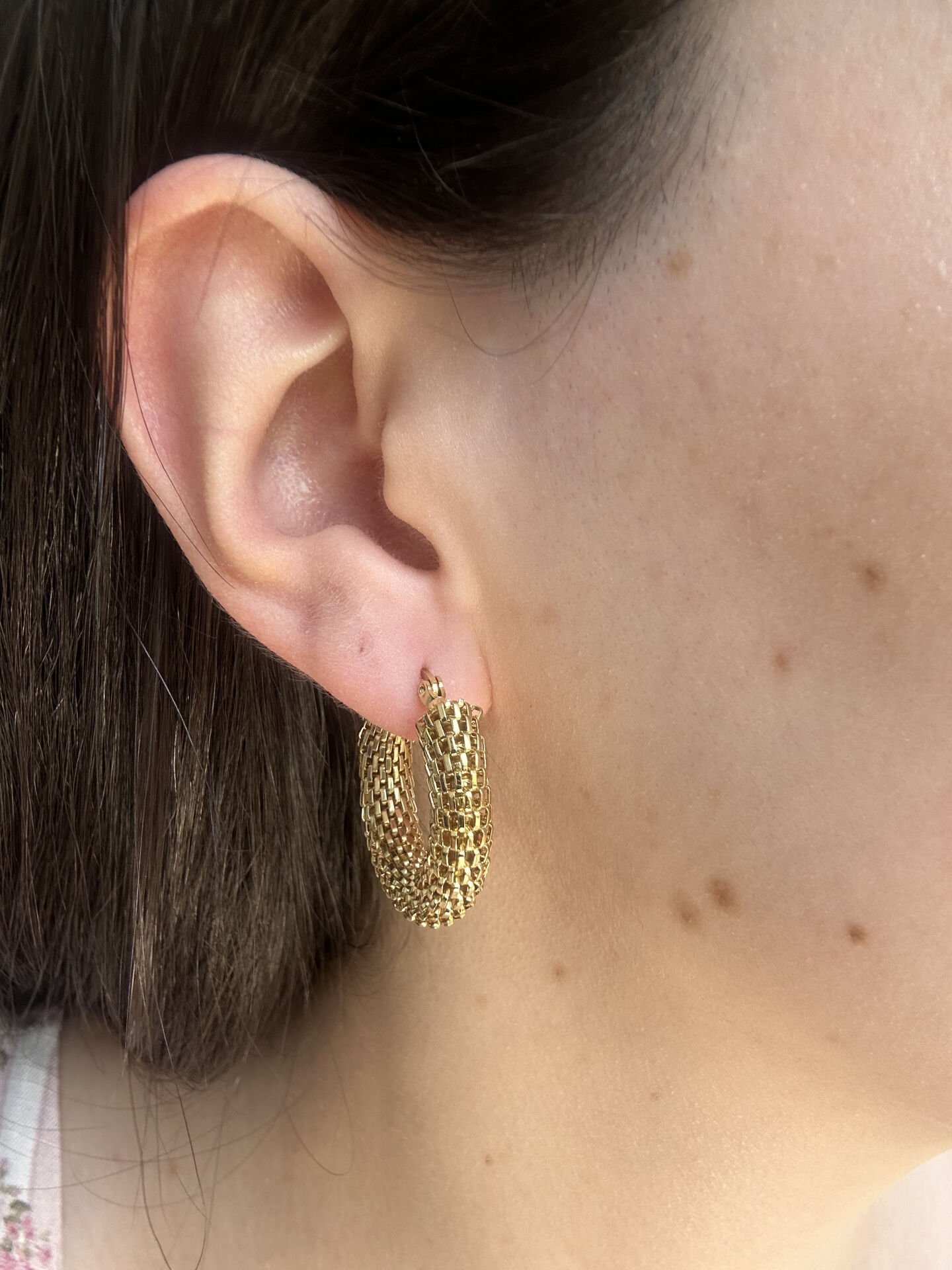 Örgü Desen Gold Küpe