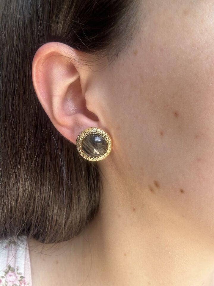 Black Stone Retro Earrings