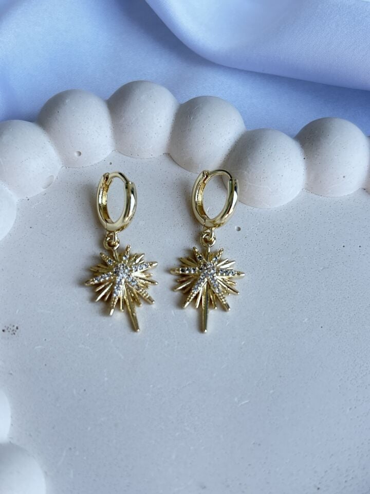 Gold North Star Charm Earrings
