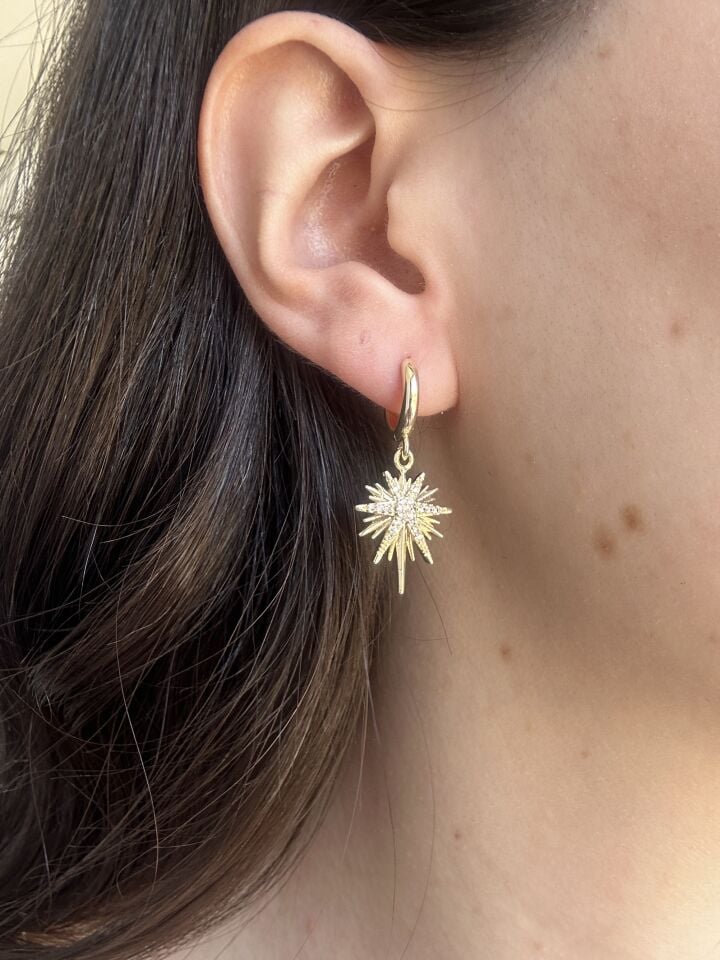 Gold North Star Charm Earrings