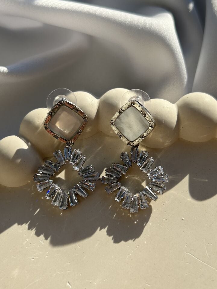 Zircon Hoop Detail Design Earrings