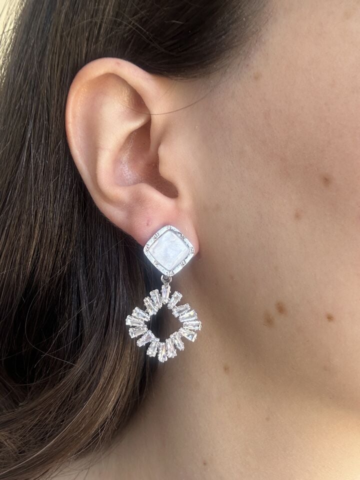 Zircon Hoop Detail Design Earrings