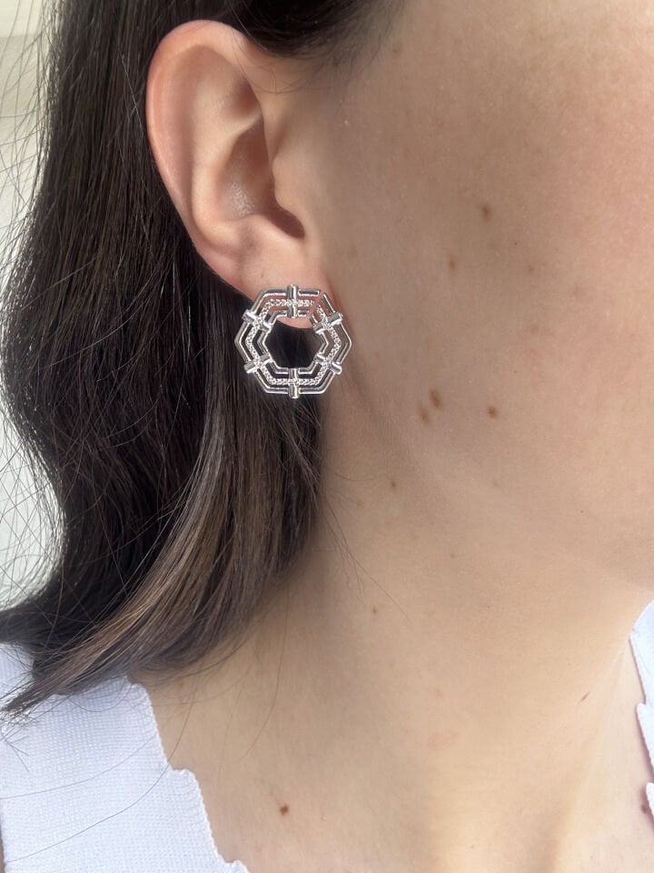 Silver Honeycomb Earrings