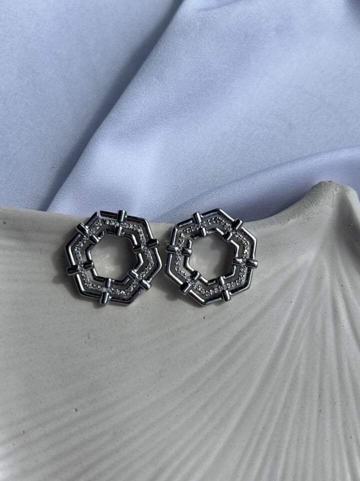 Silver Honeycomb Earrings
