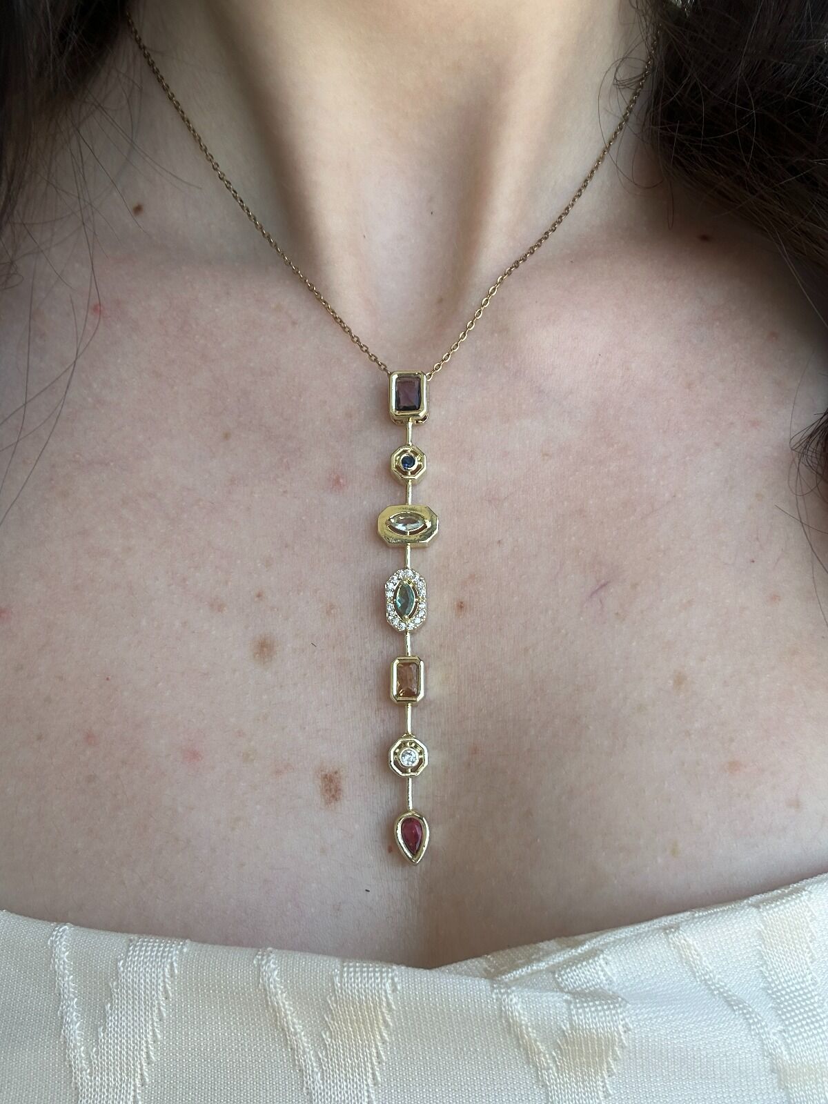 Yedi Element Renkli Taş Y Kolye