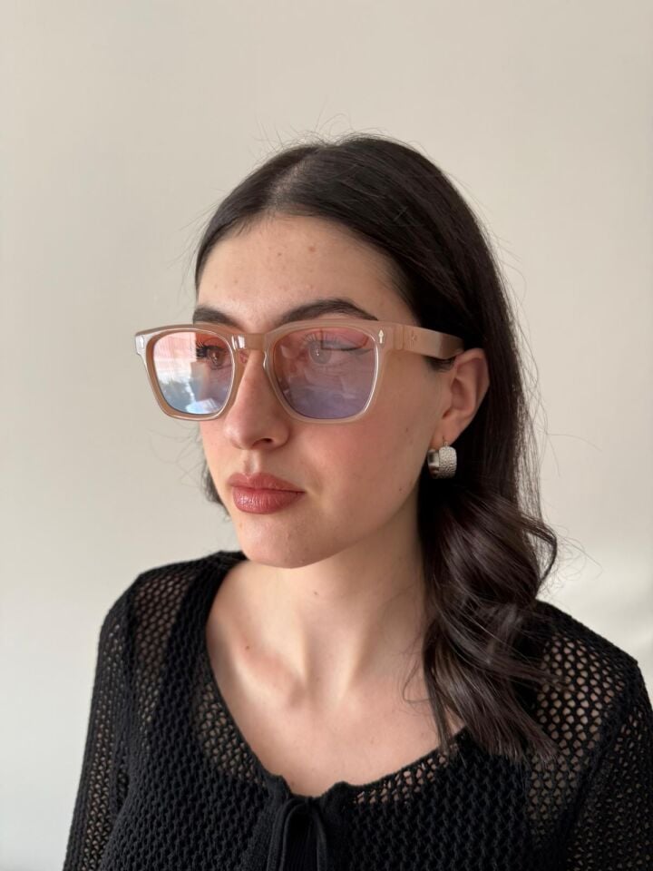 Pembe Mavi Cam Egzotik Güneş Gözlüğü