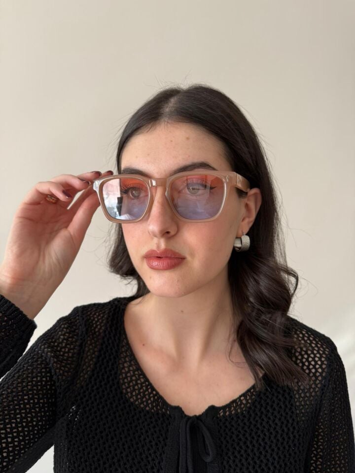 Pembe Mavi Cam Egzotik Güneş Gözlüğü